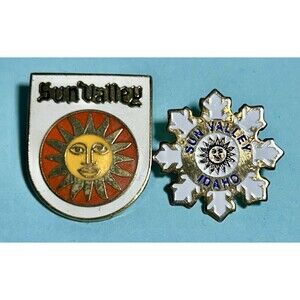 2  Sun Valley Idaho  Ski Resort, Travel Souvenir Enamel Skiing Pins